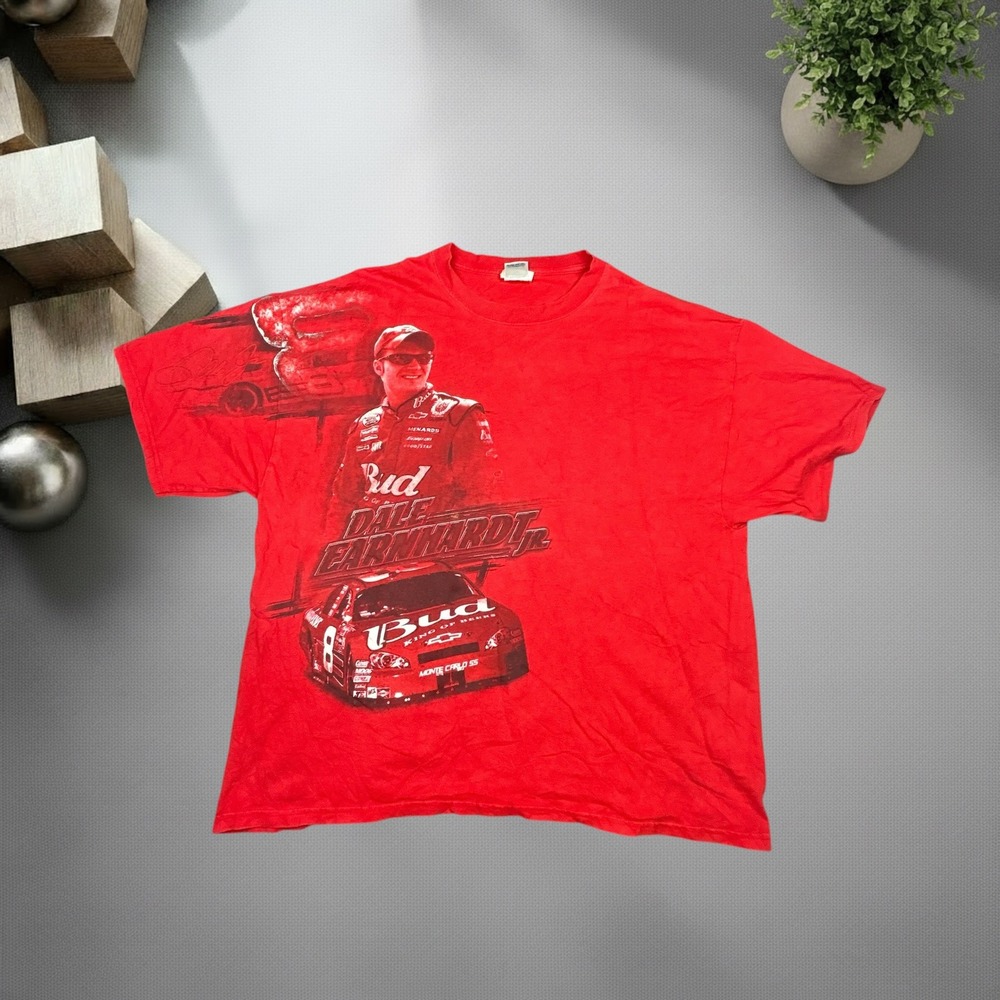 Vintage Dale Earnhardt Jr Chase Authentics Red Racing T-Shirt Men 2XL Y2K NASCAR